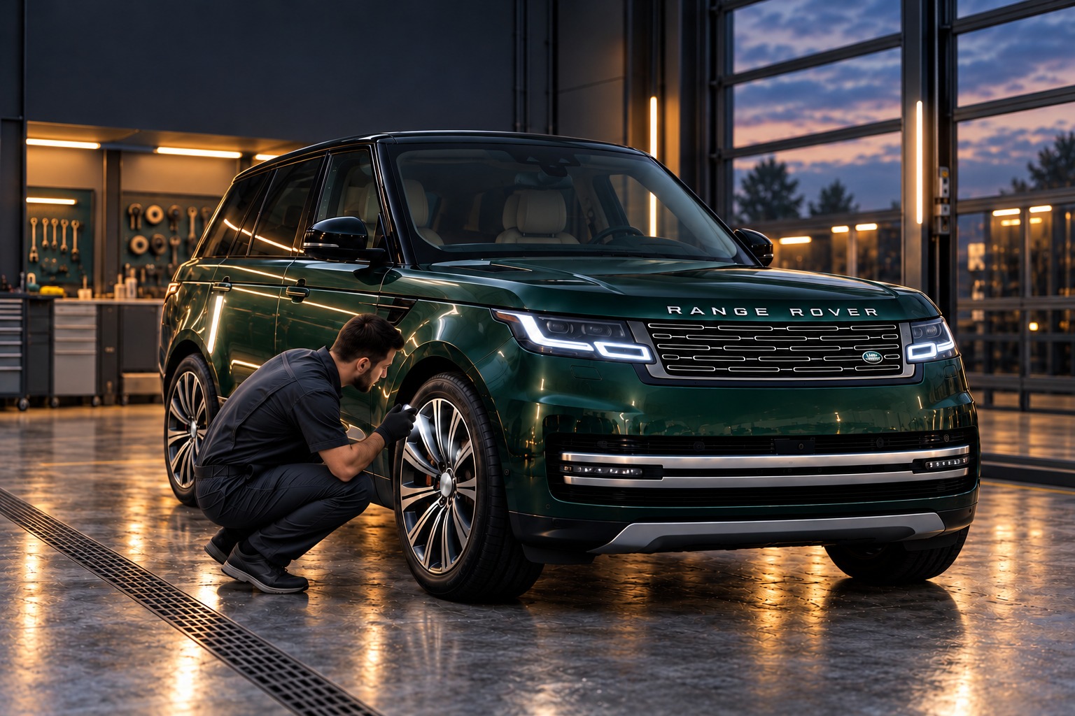 Осмотр колеса и тормозной зоны Range Rover