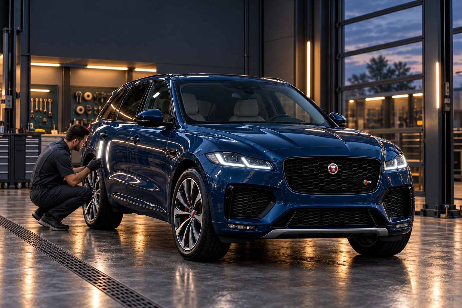 Осмотр кузовной панели Jaguar