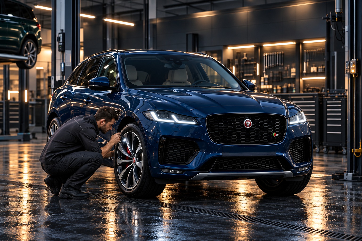 Осмотр колеса и тормозной зоны Jaguar