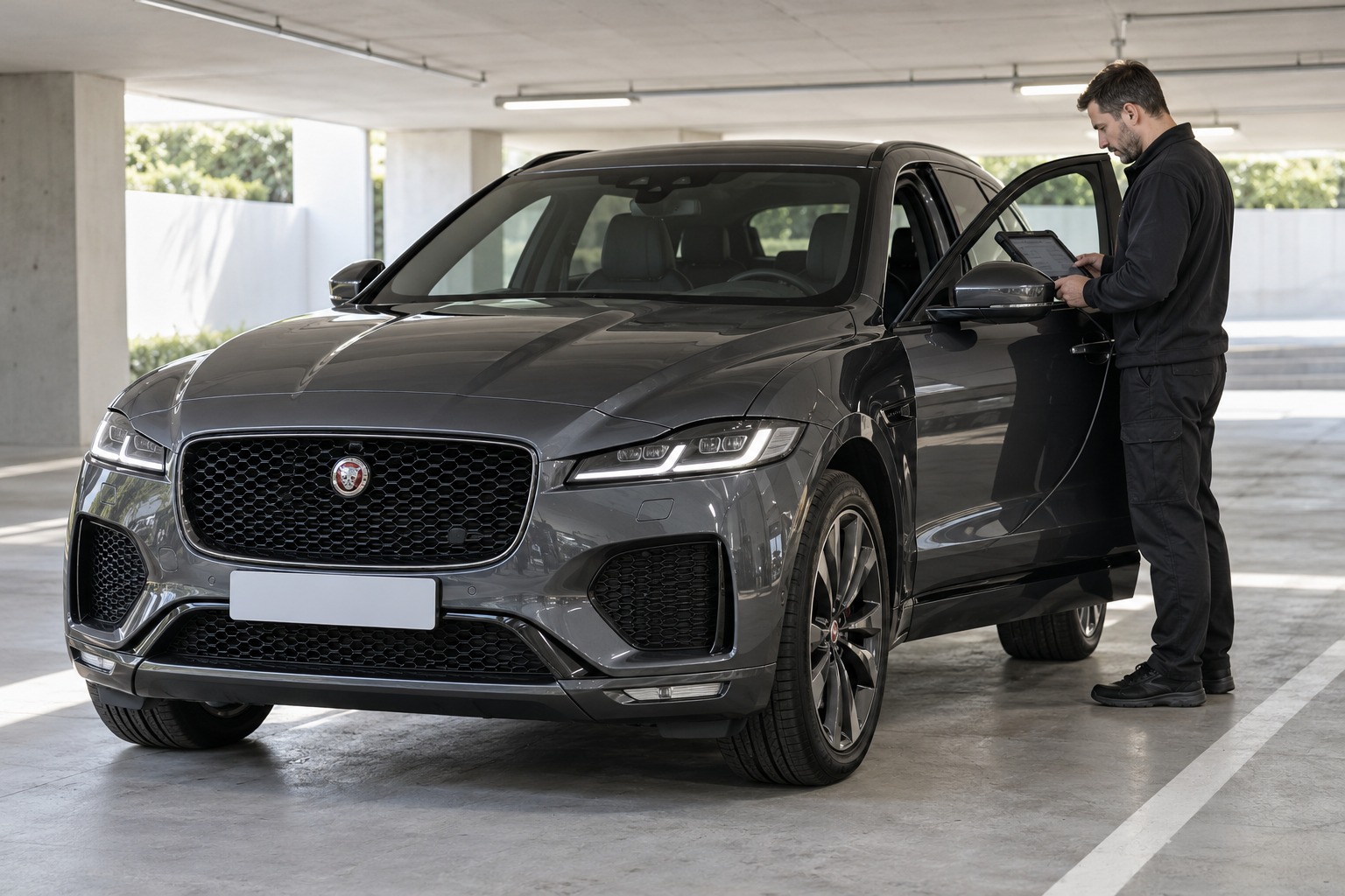 Выездная диагностика Jaguar на парковке